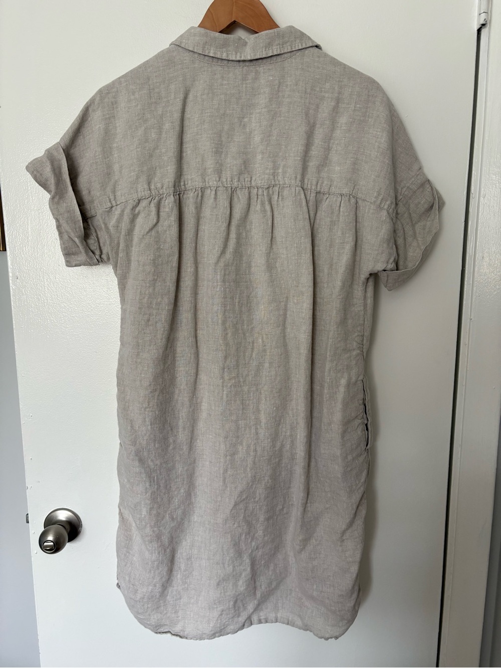 J.Crew Beige Linen Button-Down Shirt dress size medium - Picture 7 of 7